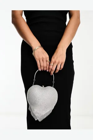 True Decadence Heart clutch bag in rhinestone