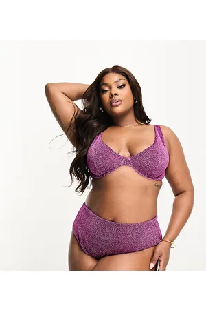 ASOS ASOS DESIGN Curve mix and match glitter high waist bikini bottom in