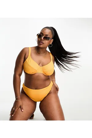 Simply Be High leg crinkle bikini bottom in