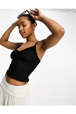 New Look Crinkle lace trim cami top in