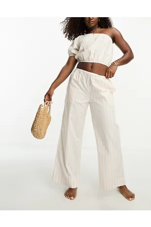 ONIA Poplin beach trousers in cream stripes