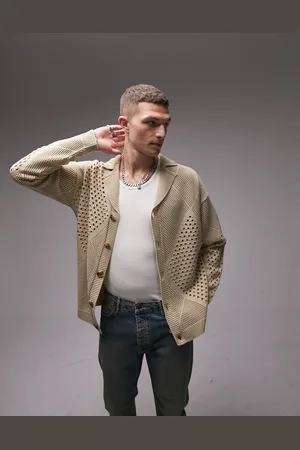 Topman Crochet cardigan in stone