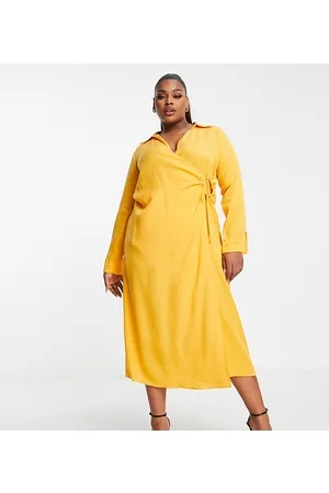 MANGO Curve knot front midi shirt dress in bright