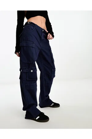 Bershka Multipocket cargo trousers in indigo