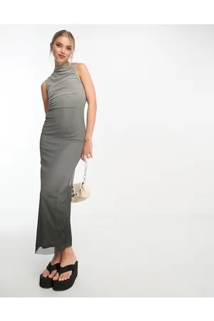 Pull&Bear Mesh sleeveless maxi dress in