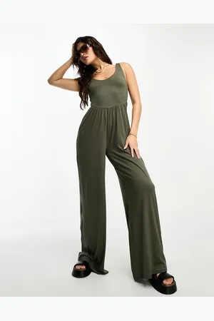 ASOS Drop waist soft touch jumpsuit in khaki