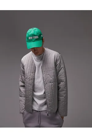 Topman Liner jacket with vertical quilting in grey