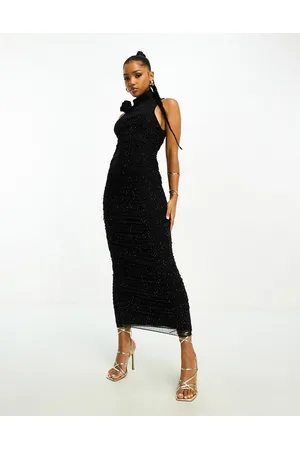 AFRM Fiorella rhinestone mesh midi dress in