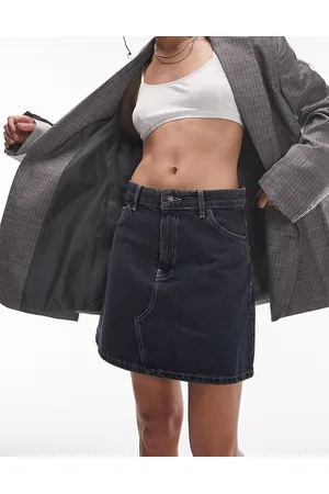 Topshop Denim high waisted skirt in black