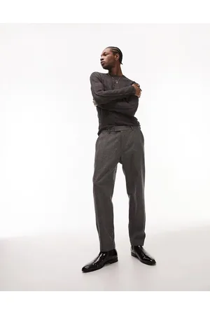Topman Premium Limited Edition straight herringbone wool mix suit trousers in