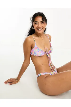 Kulani Kinis X Hannah Meloche & Ava Jules ruched bralette bikini top in print