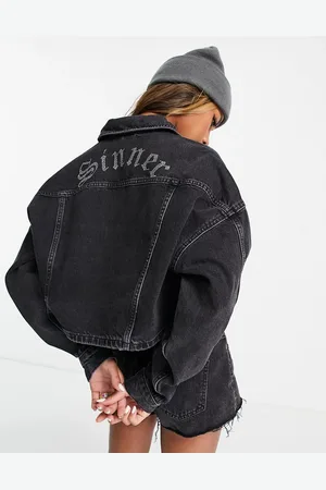 Topshop Sinner denim jacket in washed