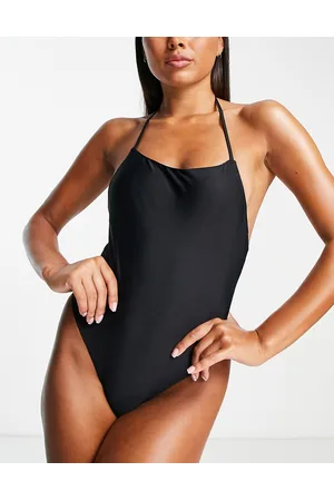 MANGO Halterneck low back swimsuit in