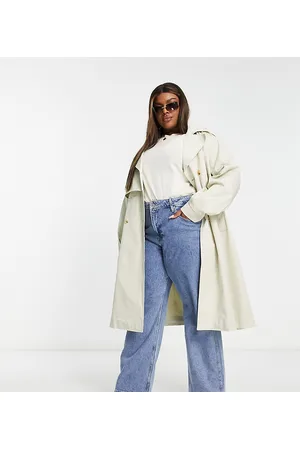 Unique 21 Plus a-line flap pocket trench coat in beige