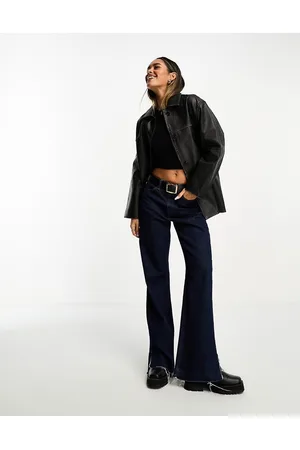 ASOS Premium washed real leather top collar jacket in