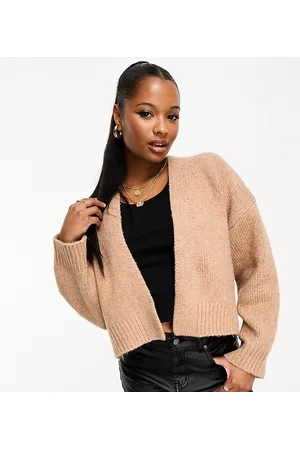 ASOS ASOS DESIGN Petite boxy edge to edge cardigan in camel