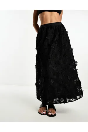 Miss Selfridge 3D floral maxi skirt in
