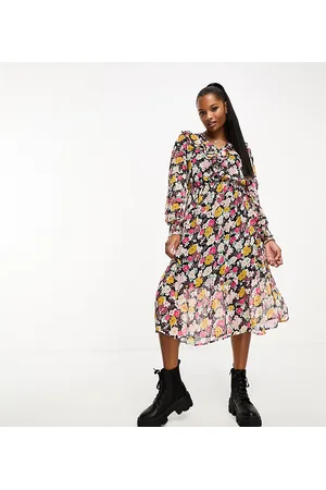 JDY Frill detail midi dress in floral
