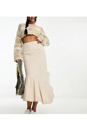 Reclaimed Parachute cargo maxi skirt in stone