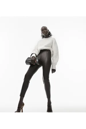 Topshop Faux leather skinny fit trouser in chocolate