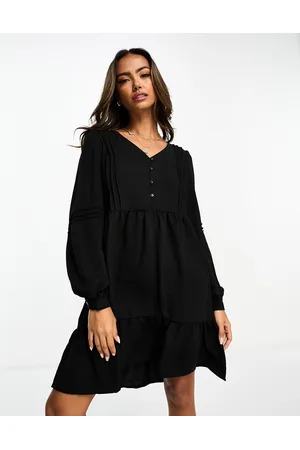 JDY V neck tiered mini dress in