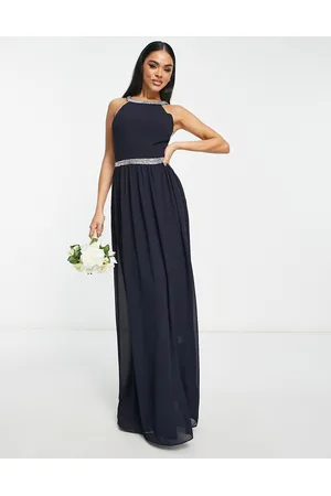TFNC Bridesmaid maxi chiffon open back dress with embellishment in