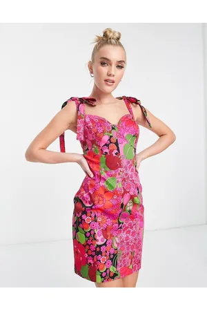 Morgan Tie shoulder mini dress in floral