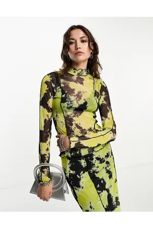 Object Lettuce edge mesh top co-ord in mixed lime print