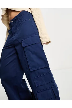 Pull&Bear Multi pocket cargo trouser in petrol