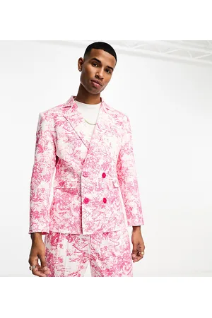 Labelrail X Stan & Tom toile print fitted double breasted suit blazer co-ord in
