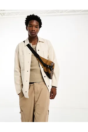 Vans Hickory stripe drill chore jacket in off