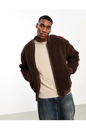 ASOS Borg bomber jacket in brown