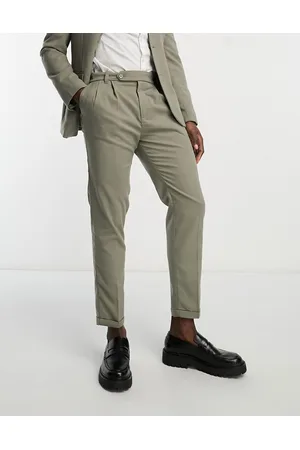 New Look Double pleat front smart trousers in khaki