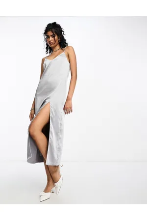 MANGO Midi dress with leg split in