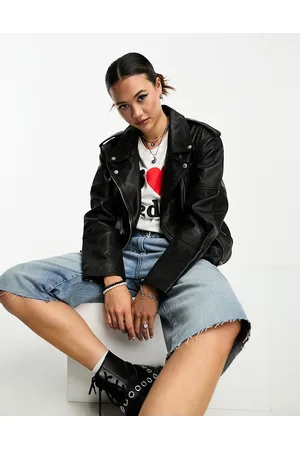 Urban Code Real leather oversized biker jacket in