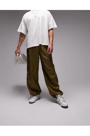 Topman Baggy nylon trousers in khaki