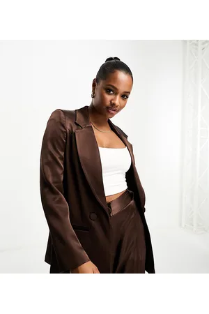 River Island Co-ord satin blazer in dark