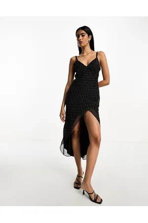 MANGO Layered polka dot maxi dress in