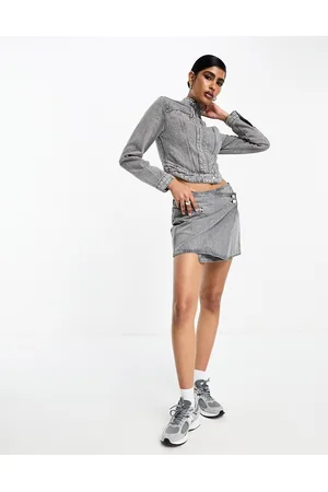 ASOS Denim biker skirt in washed co-ord