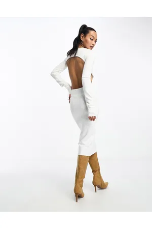SNDYS Fine knit open back midi dress in