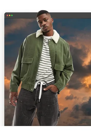 ASOS Oversized cord bomber jacket with contrast borg collar