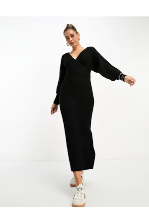 River Island Wrap knitted maxi dress in