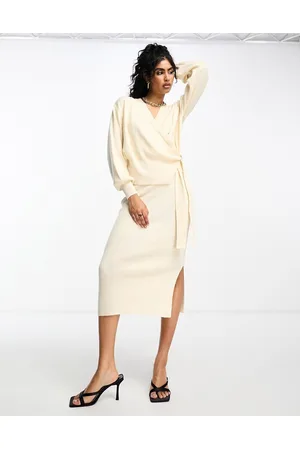 Y.A.S Knitted midi skirt co-ord in cream