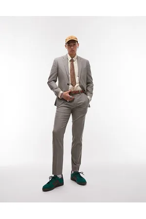 Topman Skinny mini checked wedding suit trousers in