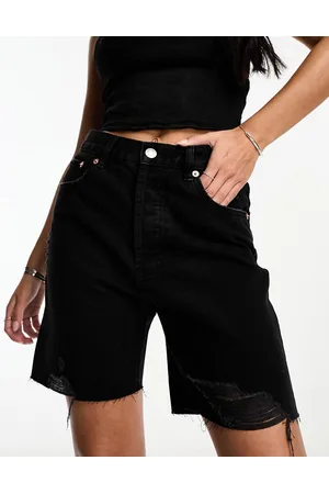 MANGO Longline ripped denim shorts in