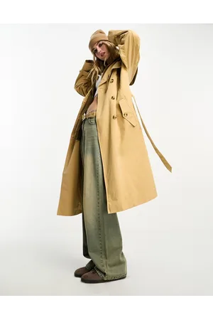 Object Oversized maxi trench coat with quilted inside in beige