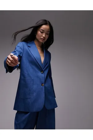 Topshop Co ord denim blazer in mid