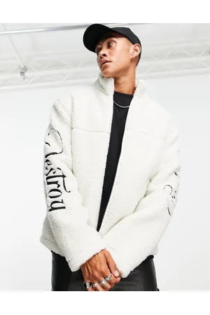 Topman Borg jacket with back text placement in