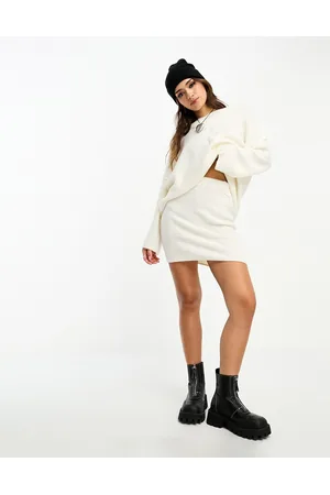 ONLY Fluffy mini skirt co-ord in cream