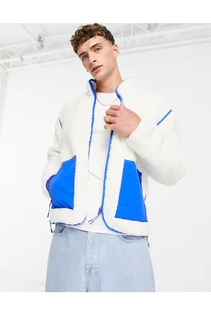 Topman Borg jacket with panel pockets in ecru